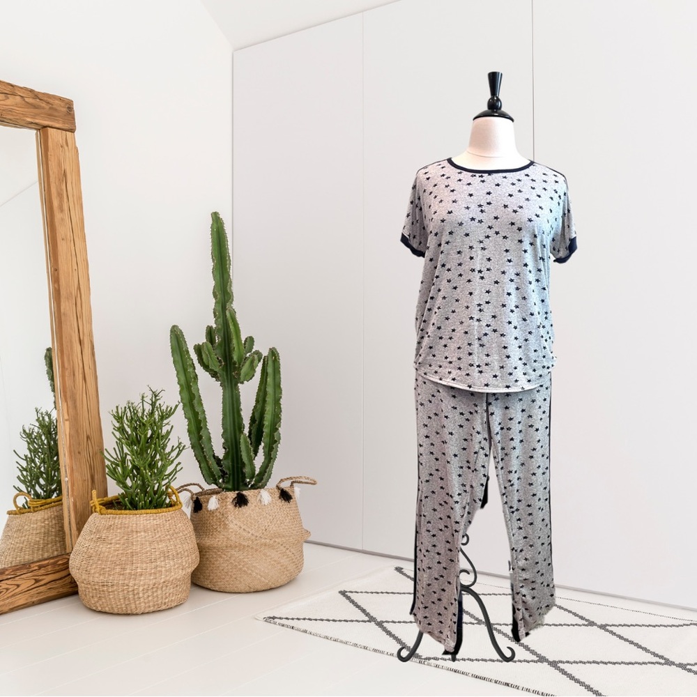 Lucky Brand Navy Blue Star Print 2PC Pajama Set